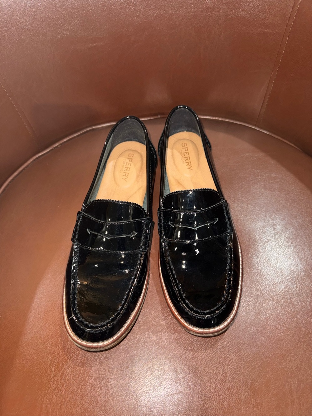 Sperry Seaport Patent Leather Penny Loafers Size 7